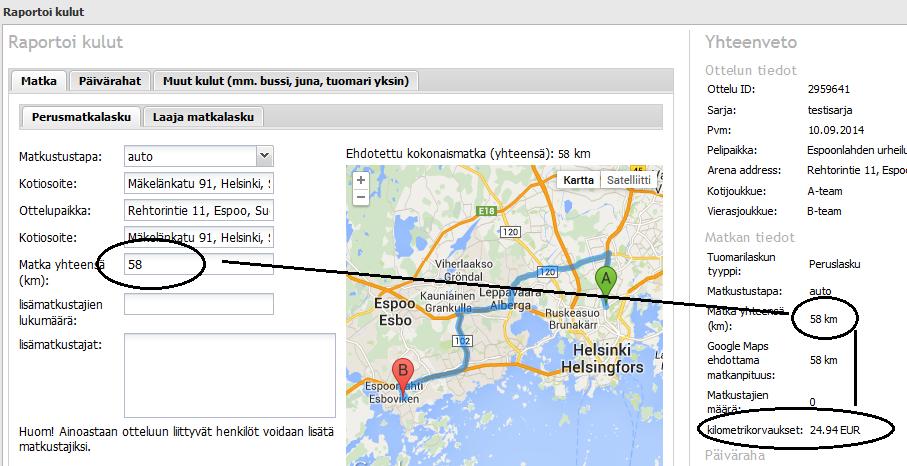 GOOGLE MAPS Tarkista kartasta, että kartta näyttää todella oikean matkan, joskus google maps saattaa näyttää virheellisen matkan, vaikka osoitteet olisivat oikein Google maps saattaa heittää sinut