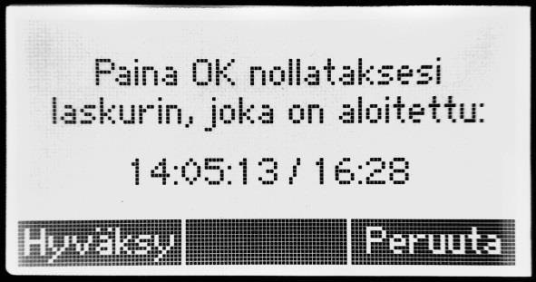 Alareunassa näytetään energia- ja tuntilaskurit koneen koko eliniältä. Näitä laskureita ei voi nollata.