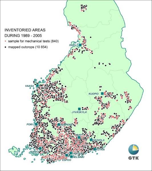 pohjatutkimukset, kallionpinnan syvyys, kiviaineskartoitukset, haitta-aineiden taustapitoisuudet ym.