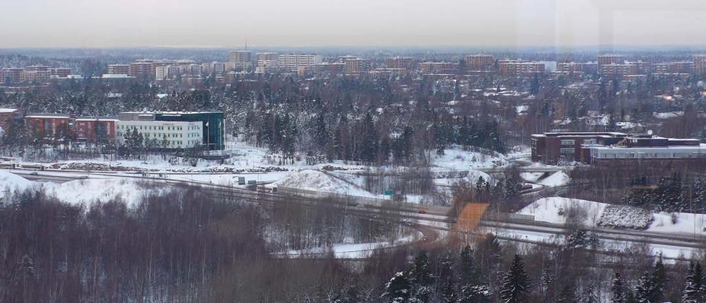 Ruskea: parhaiten rakentamiseen soveltuva alue Pohjoisosan maasto on jyrkkää ja kuusikkoista, muutos maisemaan tulee olemaan huomattava Kaakon ja idän