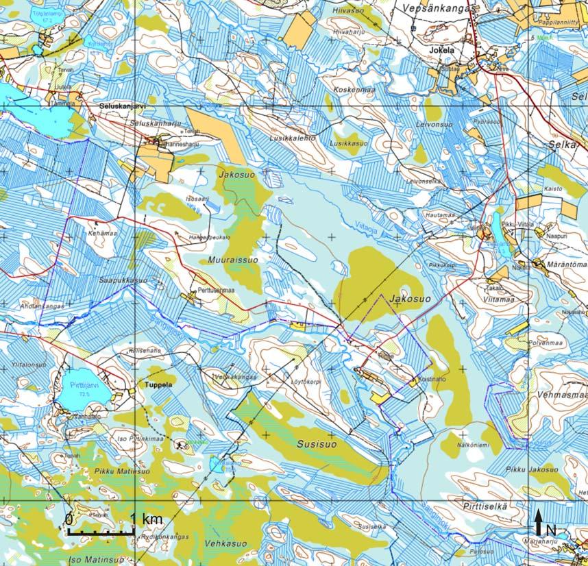 Jako-Muuraissuon turvetuotantoalueen YVA-selostus 8(126) Kuva 2. Jako-Muuraissuon lähiympäristö.