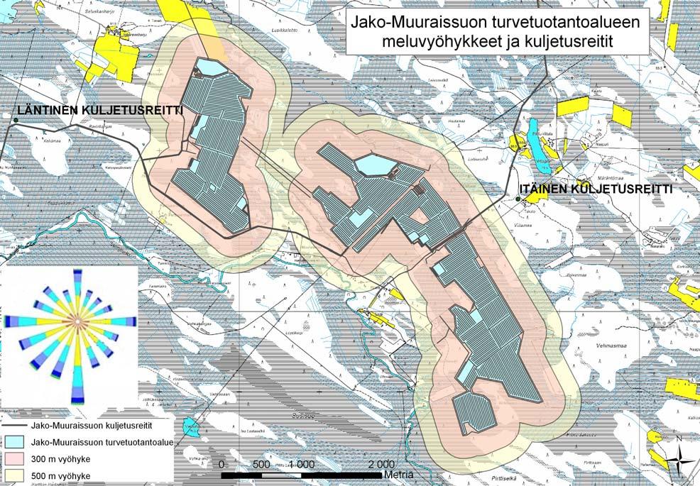 Jako-Muuraissuon turvetuotantoalueen YVA-selostus 116(126) Kuva 37. Melun vaikutusalue.