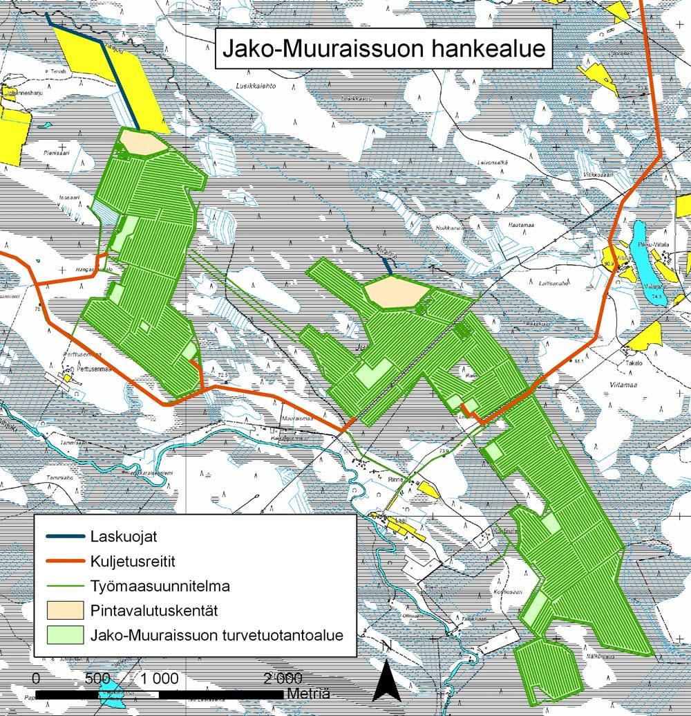 Jako-Muuraissuon turvetuotantoalueen YVA-selostus 11(126) Viitaoja Muuraissuo Jakosuo Kuva 3.