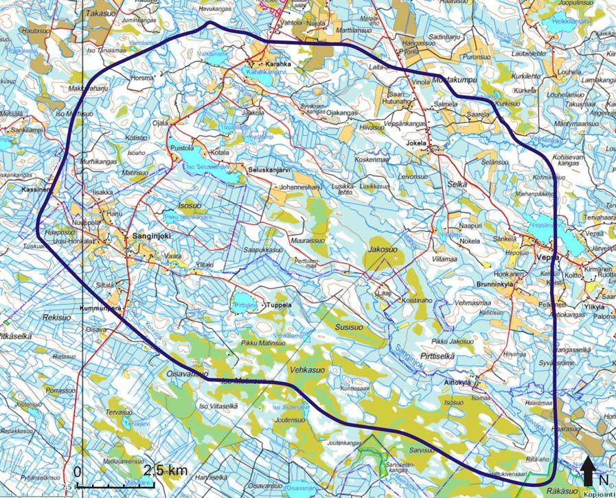 Jako-Muuraissuon turvetuotantoalueen YVA-selostus 31(126) Sosiaalisten ja yhteiskunnallisten vaikutusten vaikutusalue Sosiaalisten ja yhteiskunnallisten vaikutusten rajaaminen tietylle