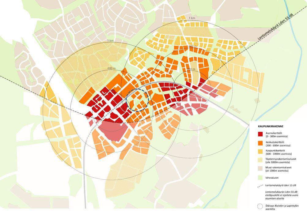 Osallistumis- ja arviointisuunnitelma nro 232500, 24.9.2018 sivu 4 Kivistön keskustan kaavarunkoluonnos Ote Kivistön keskustan kaavarungon luonnosaineiston kaupunkirakennekartasta.