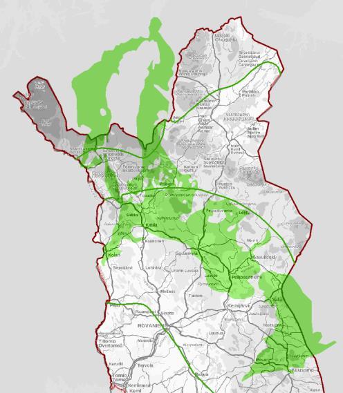 Nousevat uhkat Keski-Lapin vihreäkivivyöhyke - reheviä soita kaivostoiminnan uhka Hakkuut Avohakkuut, maanmuokkaus uhka etenkin ohutturpeisille korville.