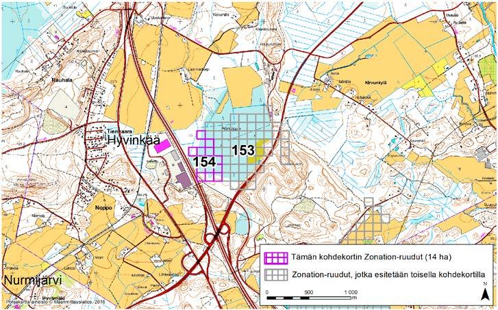 Hyvinkää, Zonation-aluetunnus 154 HYVINKÄÄ (154) Alue sijaitsee Hyvinkään eteläosassa, Hyvinkäänkylän eteläpuolella Hirvisuolla. Helsinki Tampere-moottoritie kulkee aivan alueen vierestä.