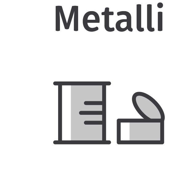 - kaikki metalliset esineet, joiden painosta yli puolet on metallia - metalliset purkit, kannet ja korkit - tyhjät (ei pihise eikä hölsky) metalliset aerosolipullot esim.