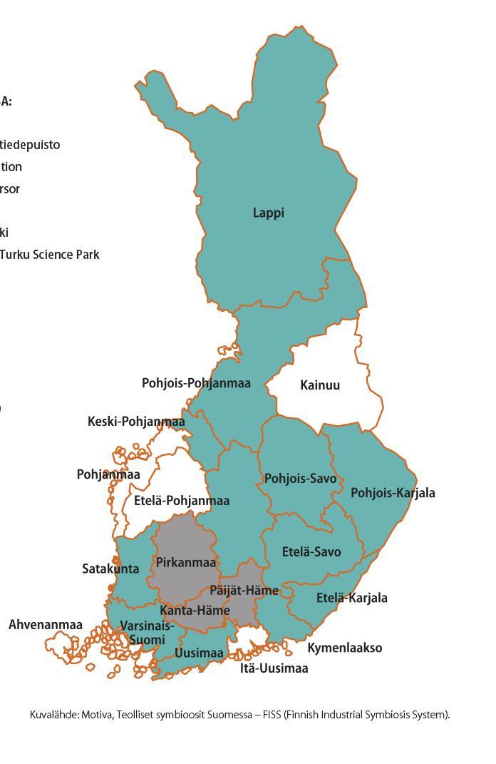 Aluehankkeet Ongoing: 1. Länsi-Lappi: Kemin Digipolis 2. Pohjois-Karjala: Pikes, KETI, Joensuu Science Park 3. Pohjois-Kymenlaakso: Kouvola Innovation 4. Etelä-Kymenlaakso and Päijät-Häme: Cursor 5.