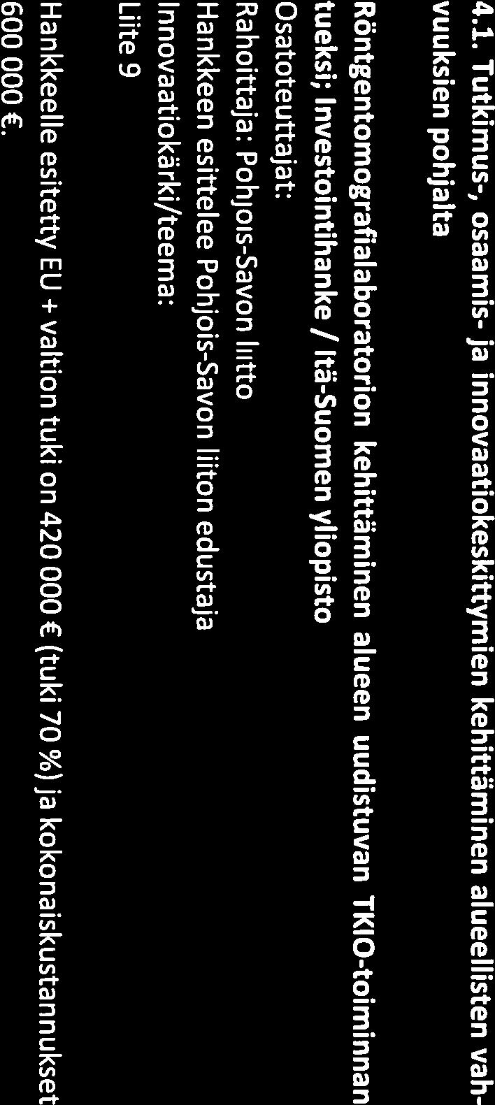 koulutuskuntayhtymä, Luon nonvarakeskus (Luke) Innovaatiokärki/teema: Liite 8 Hankkeelle esitetty EU + valtion tuki on 237 372 316 497.