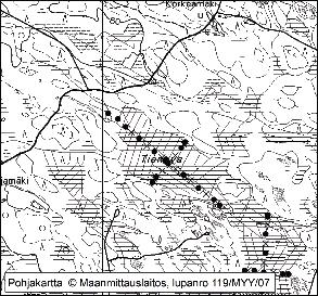 Pomarkussa tutkitut suot ja niiden turvevarat 33. Tieneva Tieneva (kl. 1144 08, x = 6843,5, y = 1560,3) sijaitsee noin 8 km Pomarkun keskustasta itään. Suo rajoittuu kallioiseen moreenimaastoon.