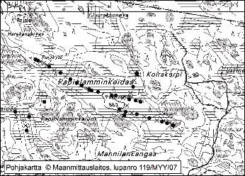Pomarkussa tutkitut suot ja niiden turvevarat 39. Papinlamminkeidas Papinlamminkeidas (kl. 1144 08, x = 6849,1, y = 1567,2) sijaitsee noin 20 km Pomarkun keskustasta itäkoilliseen.