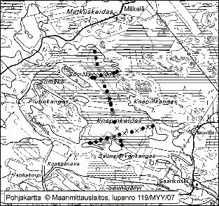 Pomarkussa tutkitut suot ja niiden turvevarat 41. Knapinkeidas Knapinkeidas (kl. 1144 11, x = 6846,9, y = 1571,1) sijaitsee noin 22 km Pomarkun keskustasta itäkoilliseen.