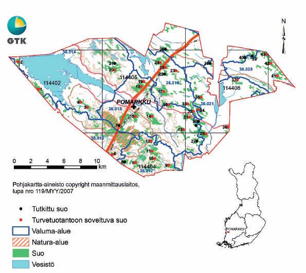 Pomarkussa tutkitut suot ja niiden turvevarat kuivan turpeen energia sisältö on 3,97 milj. MWh. Jyrsin turpeelle lasketussa tuotanto kosteudessa (50 %) energia sisältö on 3,52 milj.