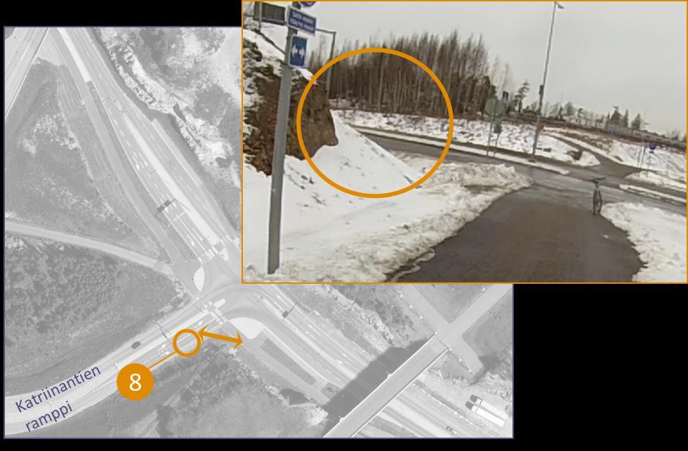 Katriinantien rampin liittymä Kallion takaa huono näkemä