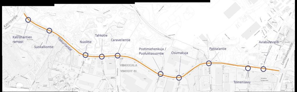 1 TYÖN LÄHTÖKOHDAT 1.1 Työn tausta ja tarkastelualue Tikkurilantien varressa Katriinantien ja Aviabulevardin välillä on merkittävä logistiikkakeskusten keskittymä.