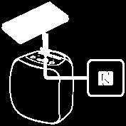 Yhteyden muodostaminen NFC-yhteensopivan laitteen kanssa One-touch (NFC) - yhteyden avulla Koskettamalla kaiutinta NFC-yhteensopivalla laitteella, kuten älypuhelimella, kun kaiutin on kytketty
