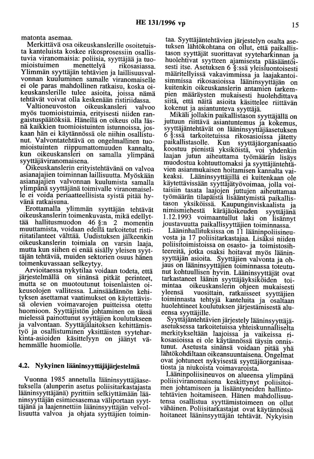 HE 131/1996 vp 15 matonta asemaa.