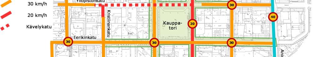 Toriympäristön kiinteiden rakennusten sijainti suunnitellaan siten, että ne mahdollistavat myöhemmin myös mahdollisen raitiotien rakentamisen.
