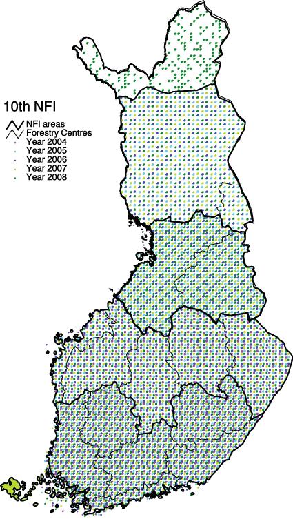 (214 218) 6 otanta-aluetta Systemaattinen ryväsotanta Koko maassa noin 6 koealaa Joka vuosi mitataan n.