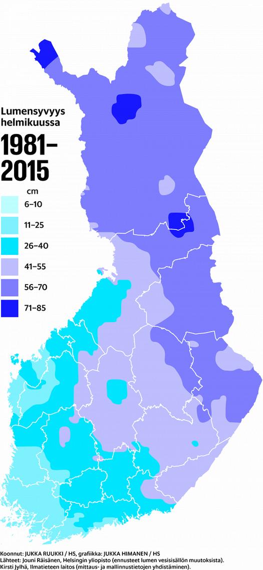 lumikuorma voi pohjoisessa kasvaa