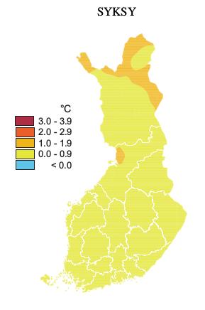 lämpötila on kohonnut vuodenajoista eniten talvella, suurimmassa osassa