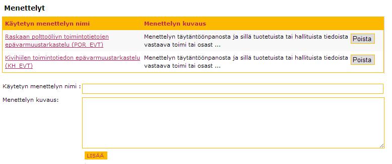 9 (29) Kuva 2. FINETS-järjestelmän tietokortti 4 kohta Menettelyt. Toiminnanharjoittajan on esitettävä tarkkailusuunnitelmassa menettelyn yhteenveto, jossa esitetään seuraavat tiedot (ks.