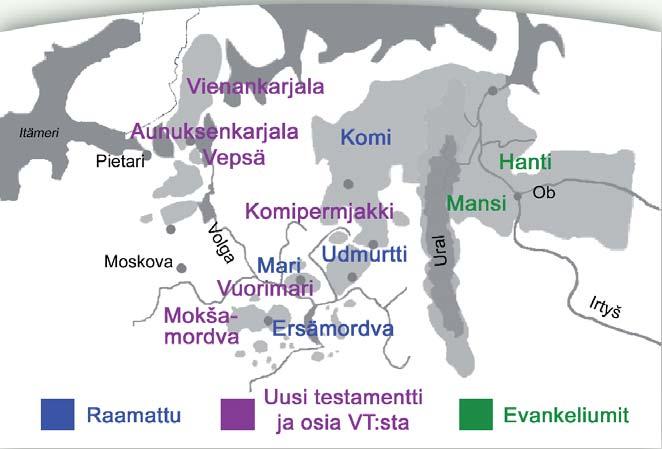 Haasteena Raamatun Sana Venäjän suomensukuisille kansoille Historiasta nykypäivään Raamatunkäännösinstituutti (RKI) aloitti vuonna 1973 Tukholmassa uudelleenpainatus- ja käännöstyön Venäjän