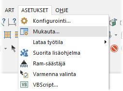 LUKU 3 3Työtilan mukauttaminen Tässä harjoituksessa opit käyttämään mukauttaminen-valintaikkunaa Käytä Mukauttamisen-valintaikkunaa muokataksesi Mastercamin työtiloja, mukaanlukien työkalurivien