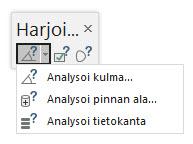 11 Klikkaa OK Mukauttaminen-valintaikkunassa 12 Valitse pudotusvalikkonuoli Analysoi kulma painikkeesta *Harjoitustyökaluriviltä Alavalikot mahdollistaa toimintojen ryhmittelyn ja tekee tilariveistä