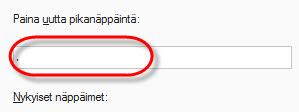 Oikealla puolella huomaat, että Nykyiset näppäimet -lista on tyhjä.