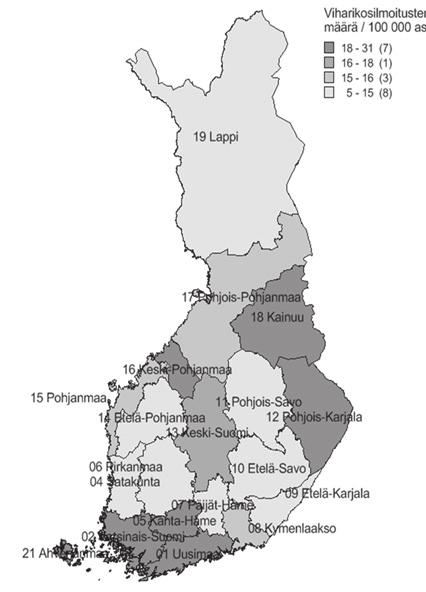 tehtyjen ilmoitusten määrät (a)