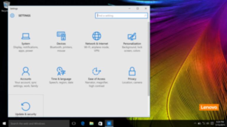 Luku 2. Windows 10 käytön aloitus Asetukset Asetukset sallii sinun suorittavan perustoimintoja. Voit myös hakea lisää asetuksia asetusten hakulaatikolla oikeassa yläkulmassa.