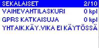 Syötetty hälytysteksti näkyy päänäytöllä aktiivisten hälytysten tilarivillä, ja voidaan myös lähettää kaukovalvontaan. Akkutesti Akkujen stressitestitoiminto.