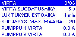 alittaessa / ylittäessä hälytysrajan. Hälytys poistuu tuottomittauksen ollessa hälytysrajojen sisällä. Virranmittauksen asetukset HUOMIO Näyttö on estetty, mikäli painemittaus on käytössä.