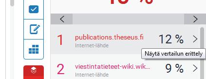 13 Myös opiskelijat voivat suodattaa lainaukset ja kirjallisuusluettelon pois, kun avaavat oman raportin.