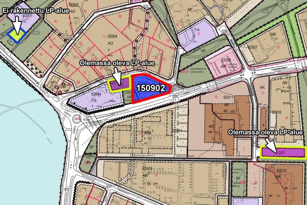 14 (19) Kuva. Yleiset LP-alueet suunnittelualueen ympäristössä. 4.3.3 Yhdyskuntatekninen huolto Yhdyskuntateknistä huoltoa palvelevien rakennusten ja laitosten korttelialue (ET).