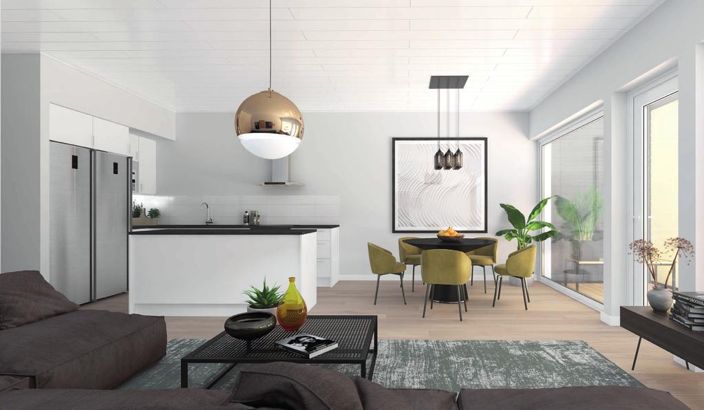 Tasokas townhouse-koti Alppikylässä Asunto Oy Helsingin Alppimetsän kodit edustavat kaupunkiasumisen aatelia. Tyylikäs sisäänkäynti on sujuvasti suoraan katutasossa jalkakäytävän vierellä.