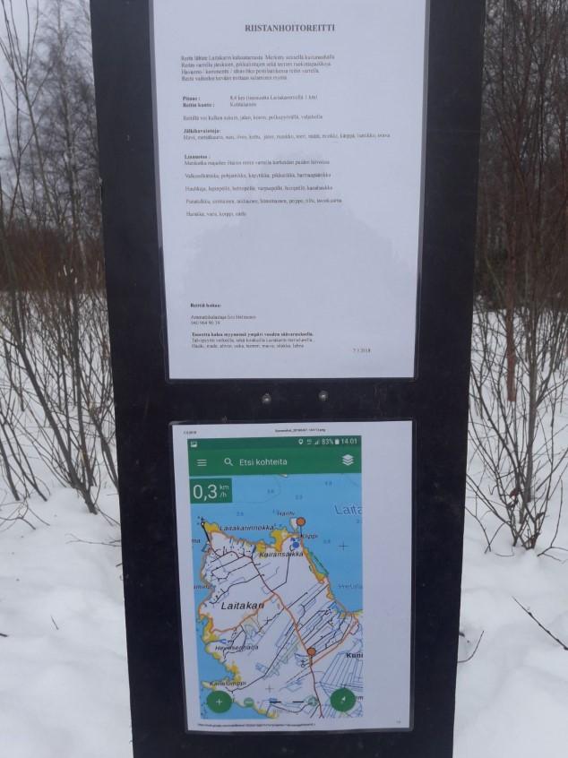 Ajankohtaista keväällä Riistanhoitoreitti Laitakarissa Liikuntaa kaiken ikäisille Reitti lähtee Laitakarin kalasatamasta. Merkitty sinisellä kuitunauhalla.