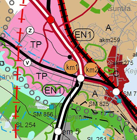 3.3 Suunnittelutilanne 3.3.1 Kaava-aluetta koskevat suunnitelmat, päätökset ja selvitykset Ote maakuntakaavayhdistelmästä Ote osayleiskaavasta Maakuntakaava Alueella on voimassa 2007 vahvistettu Pirkanmaan 1.