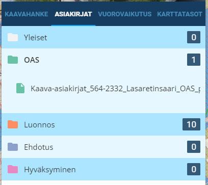 14 (28) Kuva 13. Kaavahankkeen eri vaiheisiin voidaan lisätä kyseiseen vaiheeseen liittyviä asiakirjoja ladattavaksi. Kaavahankkeen aikataulu esitetään sovelluksessa aikajananäkymässä (Kuva 14).