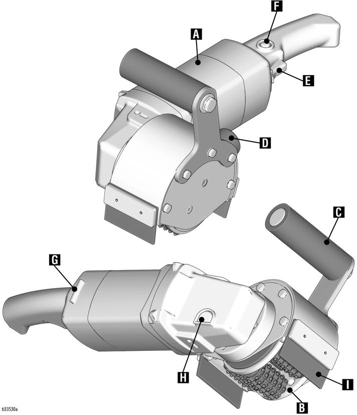 Osapiirustus Osapiirustus GrindLazer Standard DC21 E Osa A Jyrsin B Rumpujyrsin C Kahva D Alipaineliitin