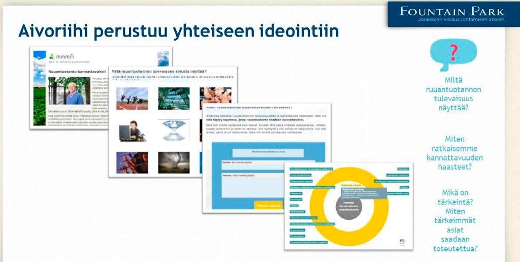 UUSI ALKU MAATALOUS ON MYÖS TULEVAISUUDEN ELINKEINO 3 Ruuantuotanto kannattavaksi osallistaminen ja yhteinen ideointi selvitystyön pohjana Selvitystyön keskeisenä periaatteena oli antaa kaikille