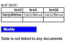 LIITE 4/39 6. Näet luodun taulukon ja voit muokata sitä edelleen. 7. Tallentamisen jälkeen voit esikatsella taulukkoa. Jos haluat muokata taulukkoa uudestaan, klikkaa Modify. 8.