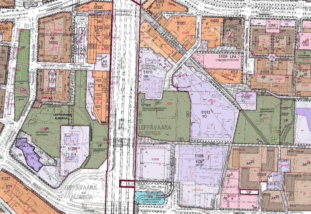 63 7.1.8. Vanhan Albergan puutarha (Suur-Leppävaara/Leppävaara) Asemakaava: Perkkaa IV (111306), 51 Leppävaara Suunnittelutilanne: Puistosuunnitelma (piirustus nro 6111/207).