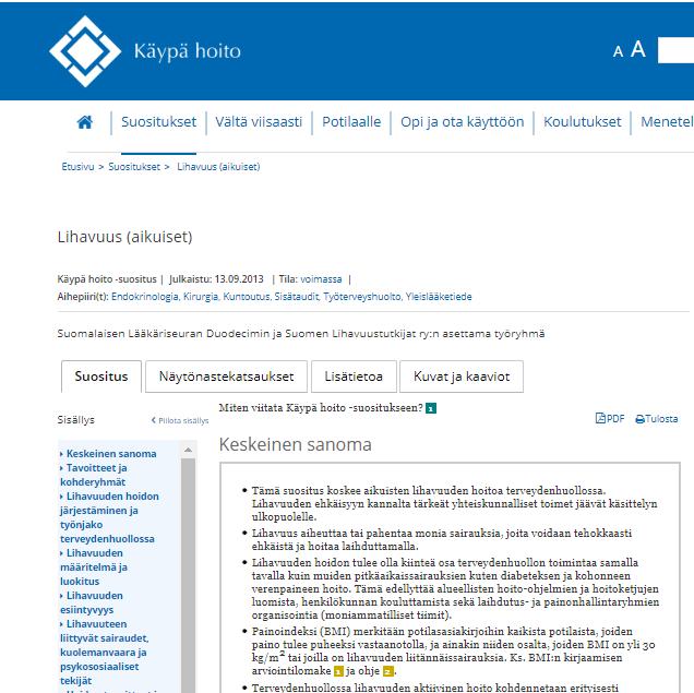 Lihavuuden Käypä hoito suositus (2013) 15.11.