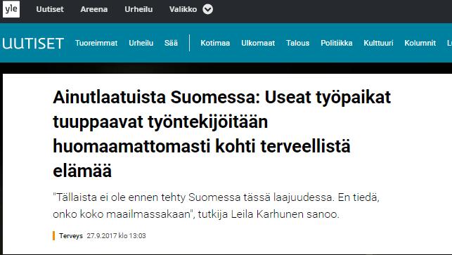 Esimerkki: StopDia-tutkimus tutkii tuuppauksen vaikutusta elintapavalintoihin Lähde: