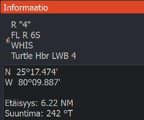 Voit näyttää luettelon kohdistimen lähellä olevista kohteista