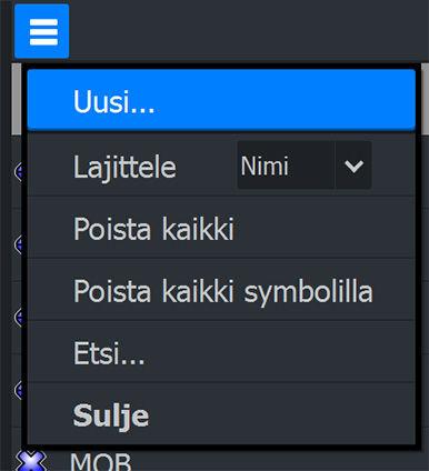 Valintaikkunat avataan