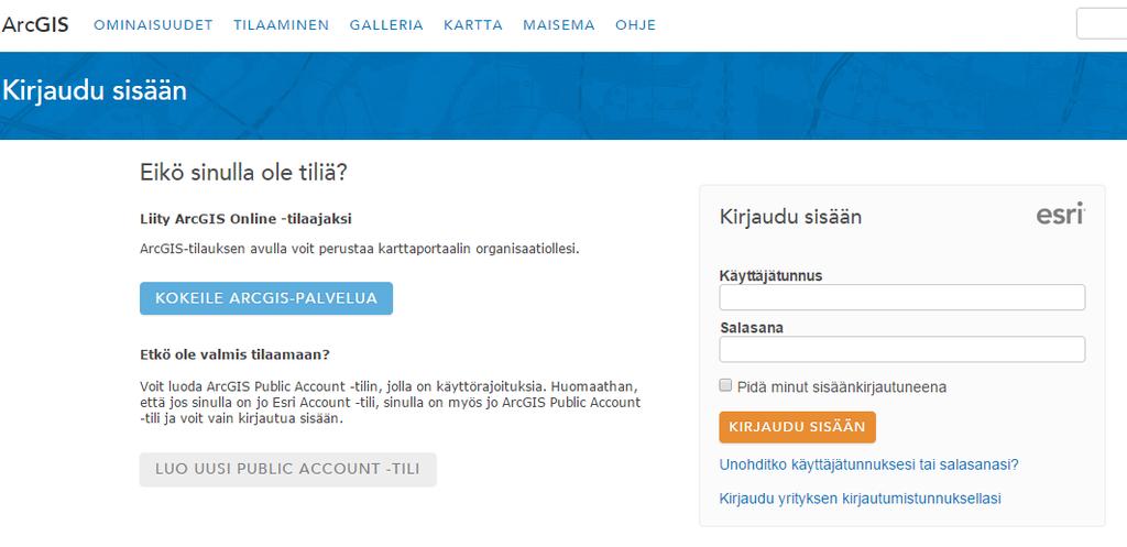 Tässä harjoituksessa opit laatimaan luokitellun teemakartan maastossa aiemmin keräämästäsi aineistosta. Käytämme Esrin ArcGis-palvelun ilmaisia ominaisuuksia.